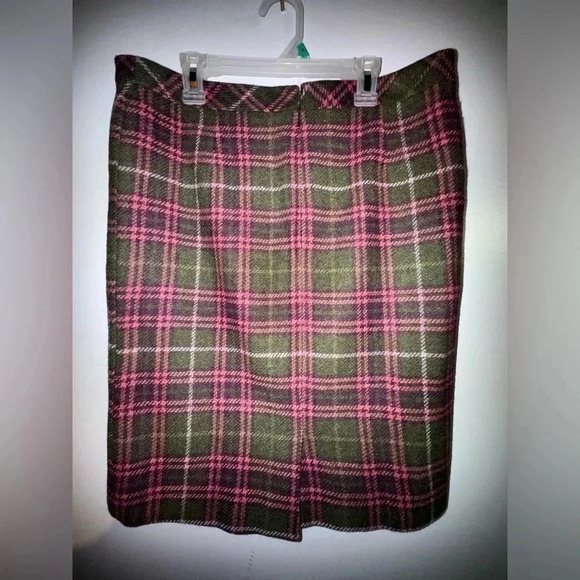 LL Bean favorite Fit women’s skirt Pink green Plaid midi‎ Size 8 REG vintage - Picture 1 of 5